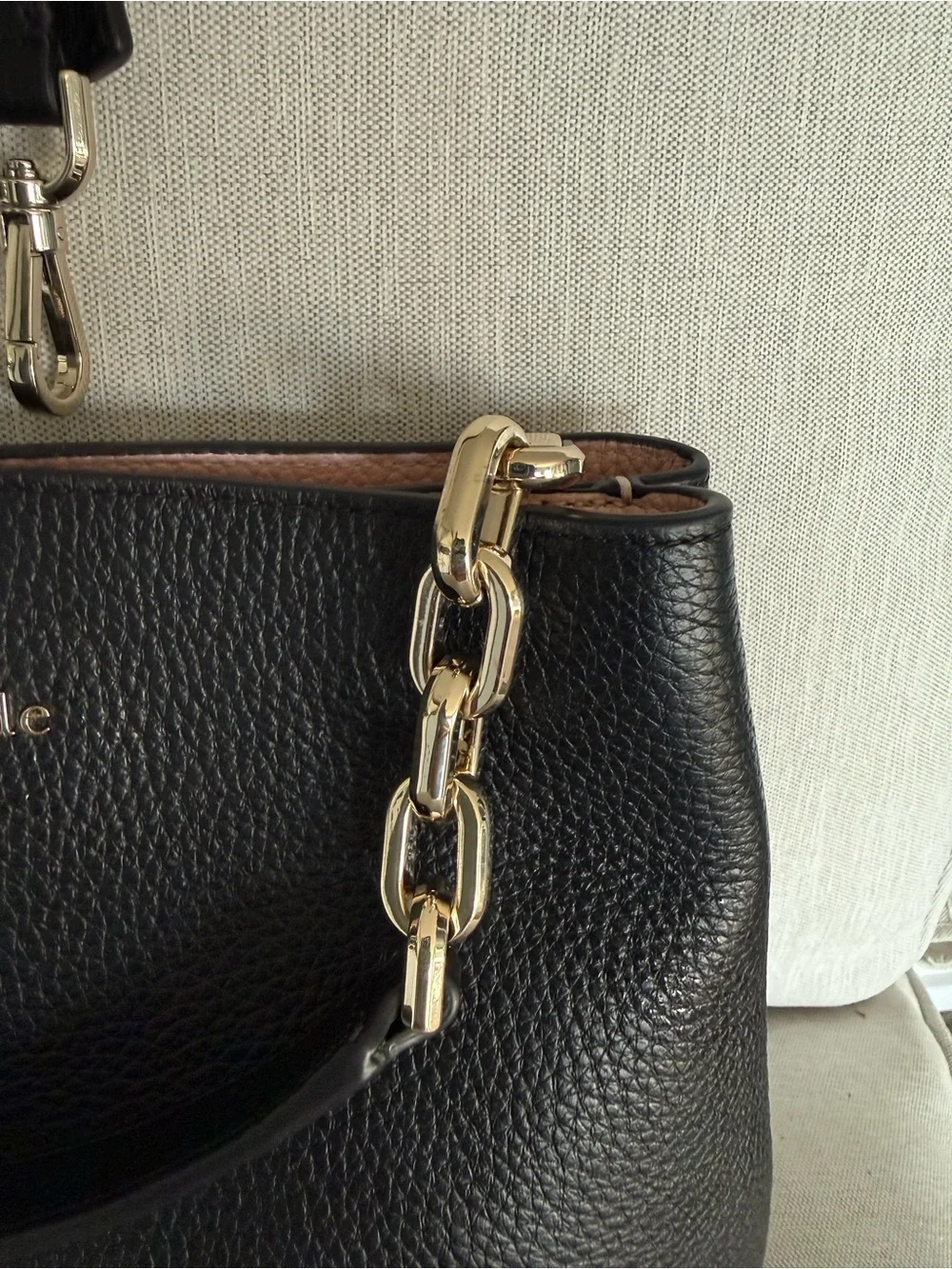 kate spade Black Pebbled Leather Shoulder Bag with Gold Hardware